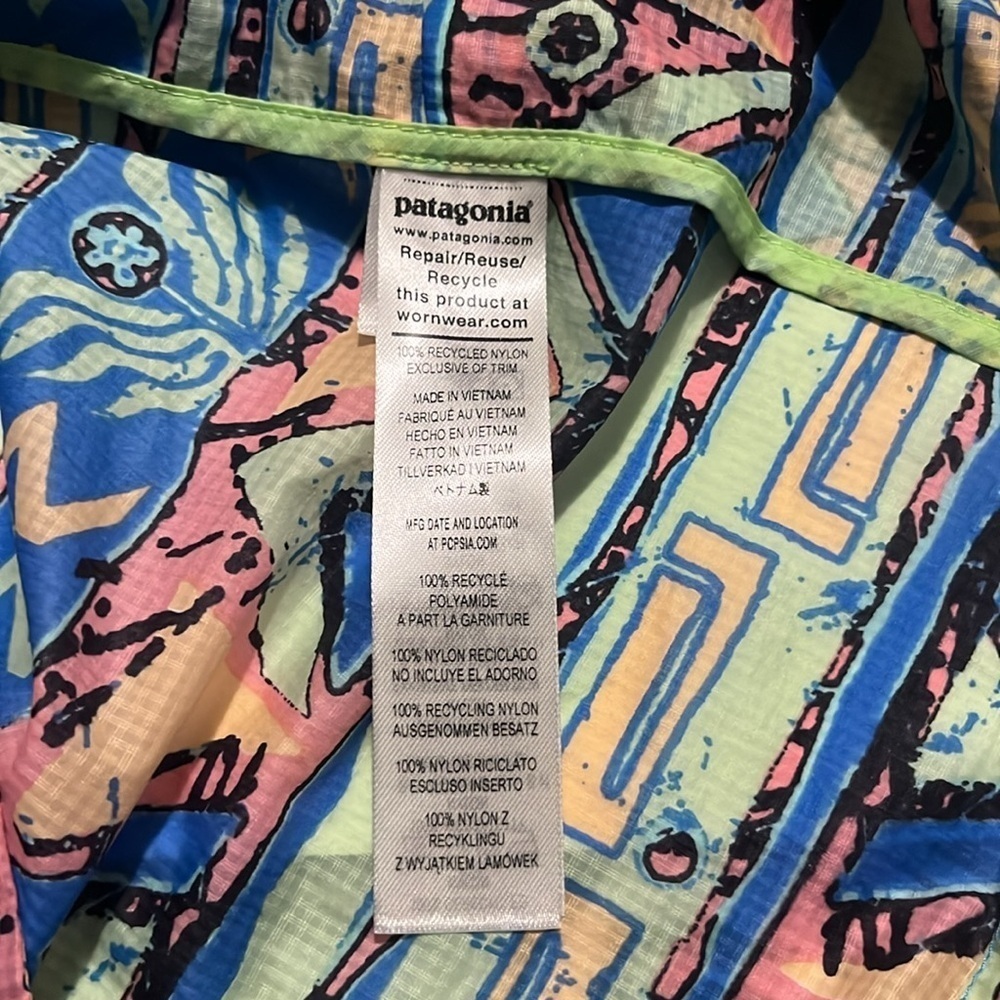 NWT Patagonia Women's Houdini Stash 1/2-Zip Pullover *High Hopes Geo/Salmdr Grn - Picture 5 of 9